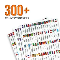 300+ Country Names with Flag Laminated Stickers