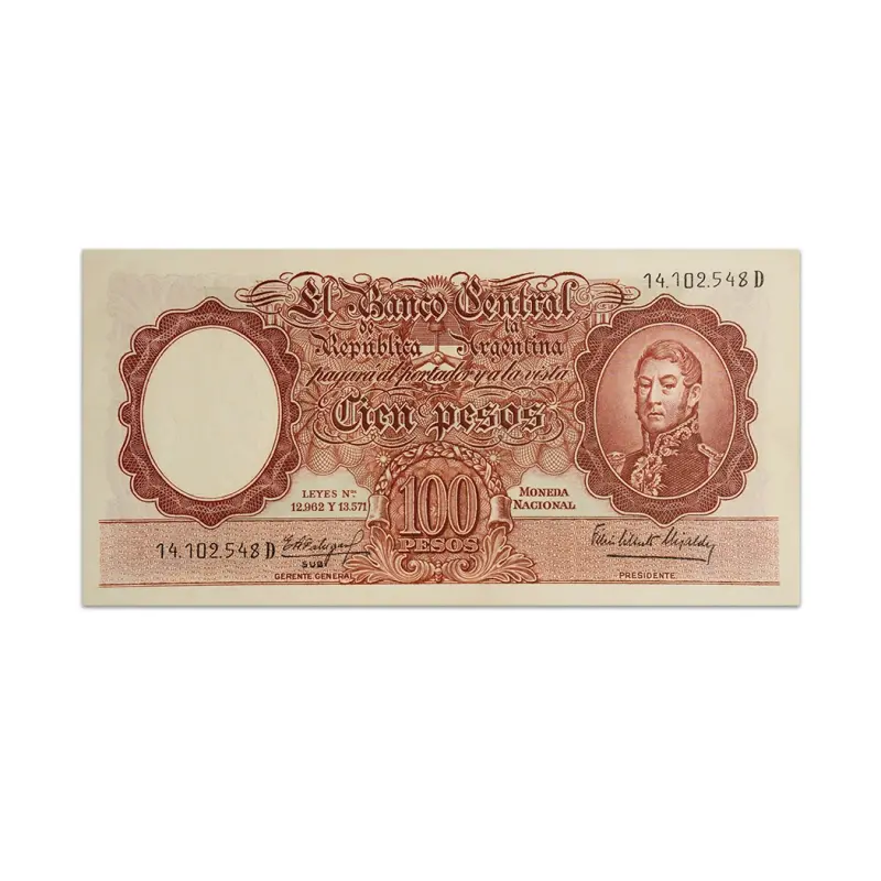 Argentina Rare 100 Pesos 1963