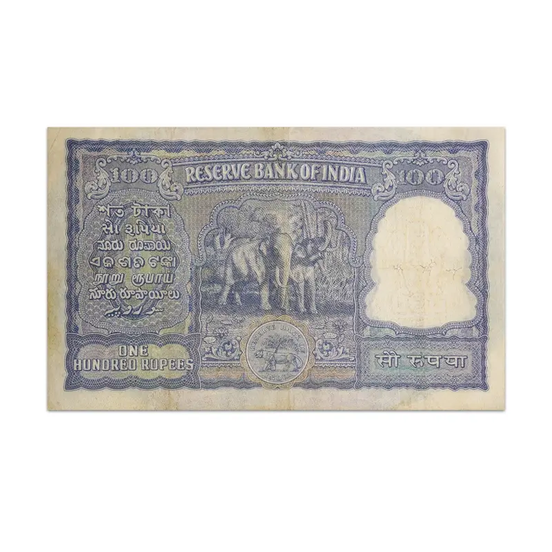 India 100 Rs Rare Fafda Elephant Issue B Rama Rau 1951 G2
