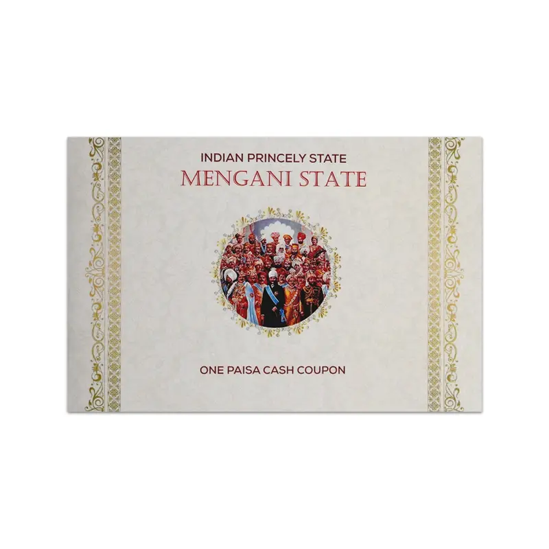 Indian Princely State Mengani State 1 Paisa cash coupon 1939 - WW II Cash Coupon