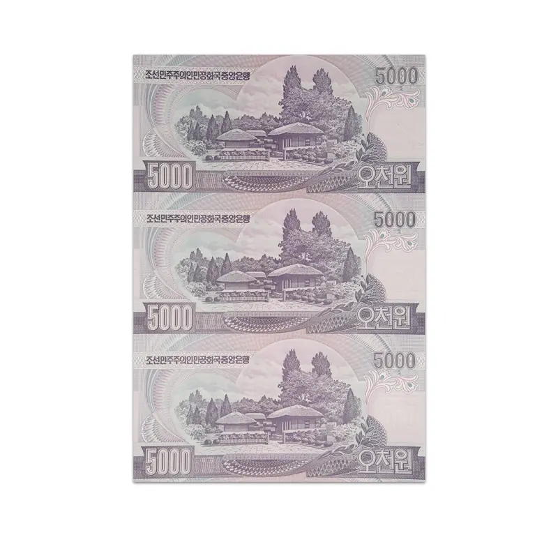 North Korea 5000 Won 2006 Uncut sheet
