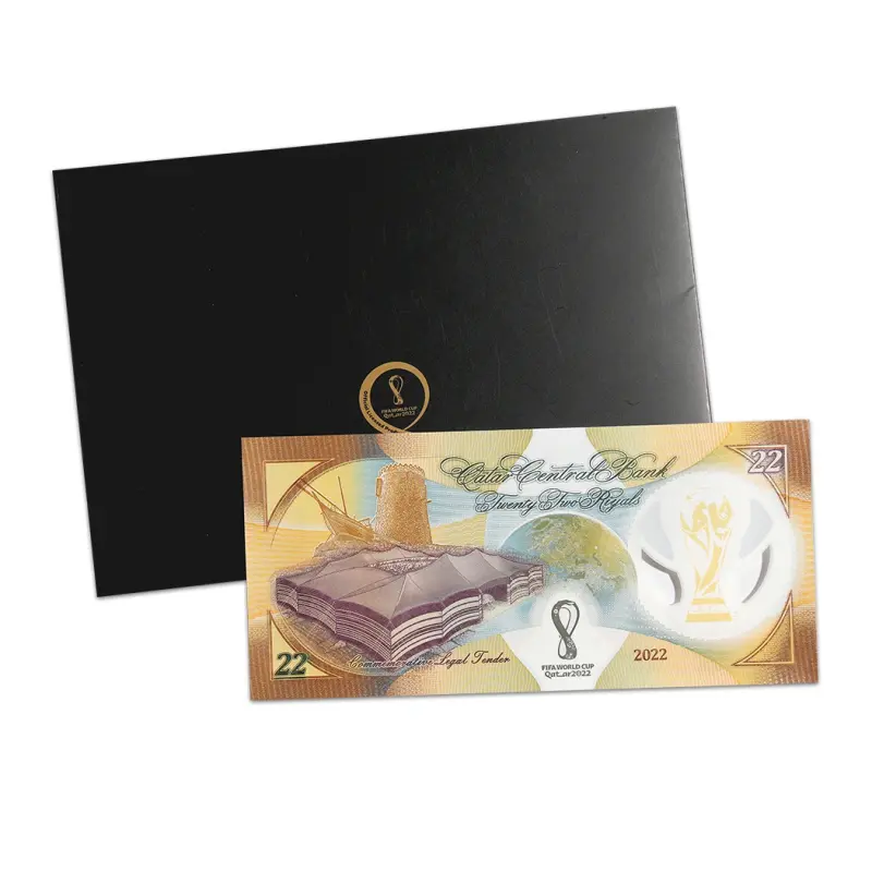 Qatar 22 Riyal FIFA World Cup 2022 Commemorative Banknote with Folder