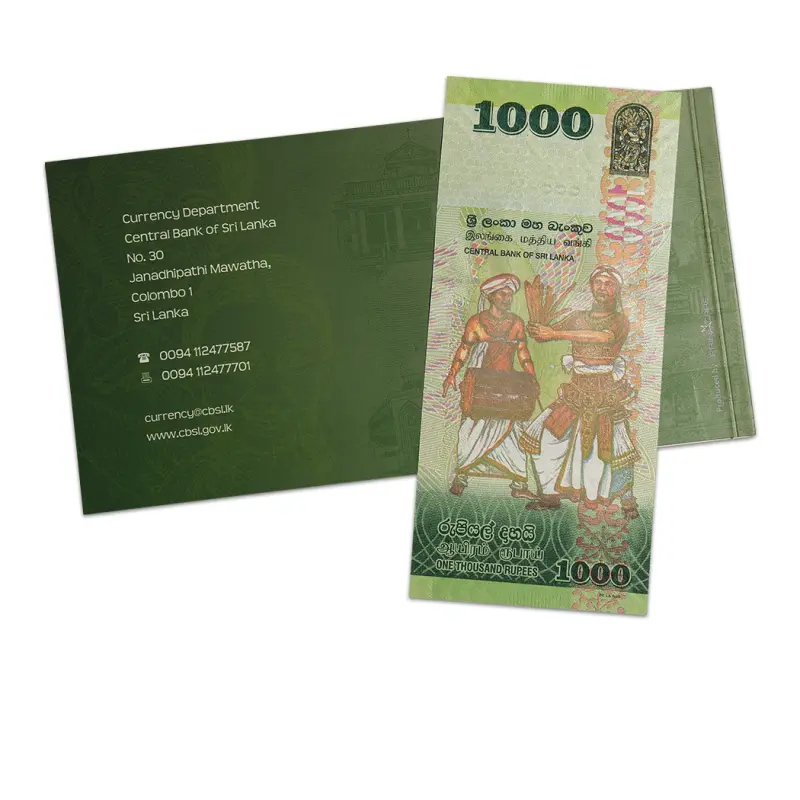 Sri Lanka 1000 Rupees 2018 70th anniversary Commemorative Banknote with Folder