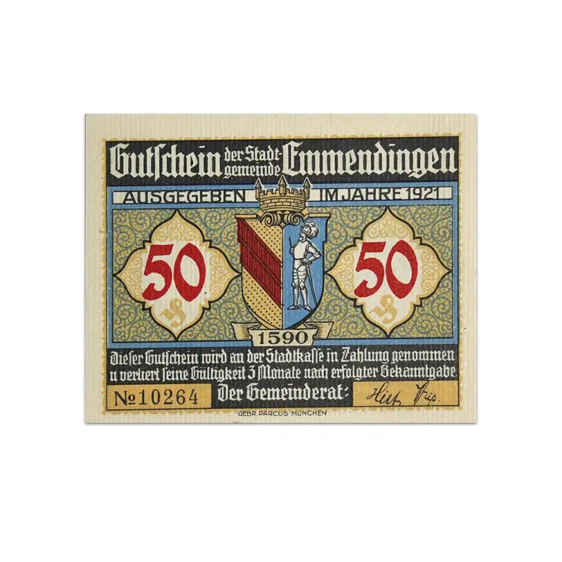 Germany 50 pfenning 1921 City of Emmendingen Notgeld more than 100 years old