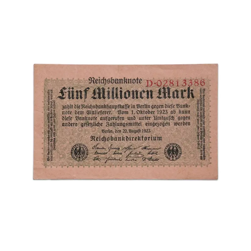 Germany 5 Million mark 1923 Reichbanknote More than 100 years old