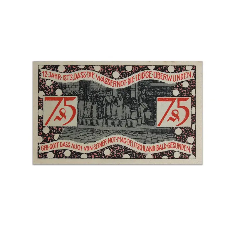 Germany 75 pfenning 1921 City of Zeulenroda Notgeld more than 100 years old