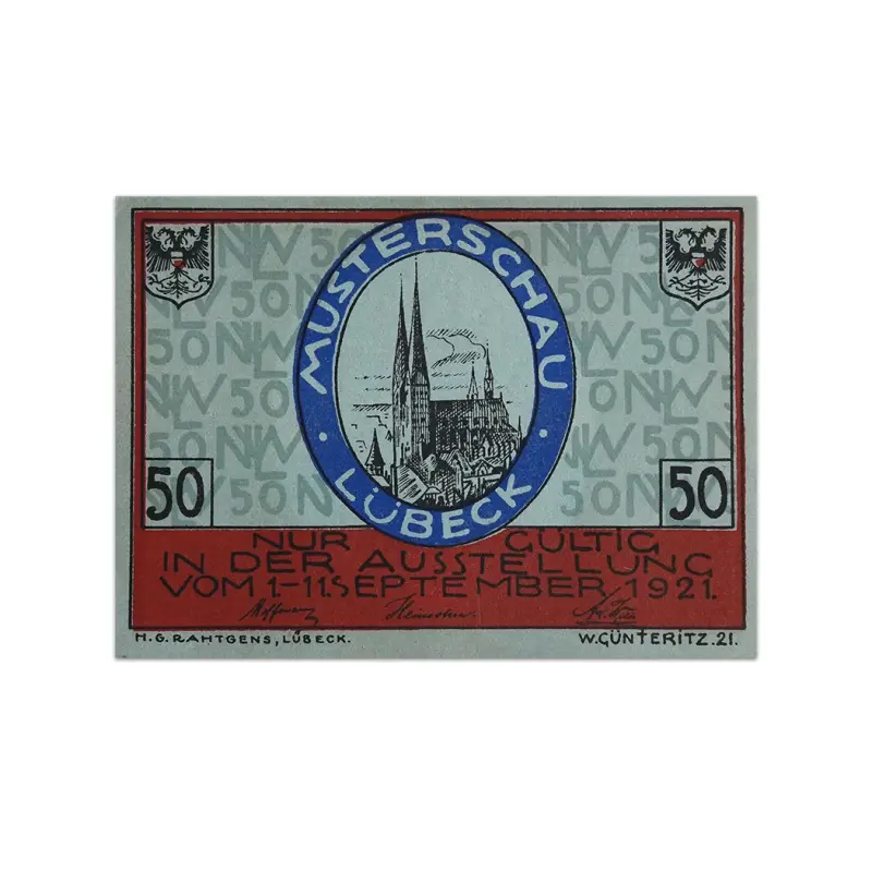 Germany 50 pfenning 1921 City of Lubeck Notgeld more than 100 years old