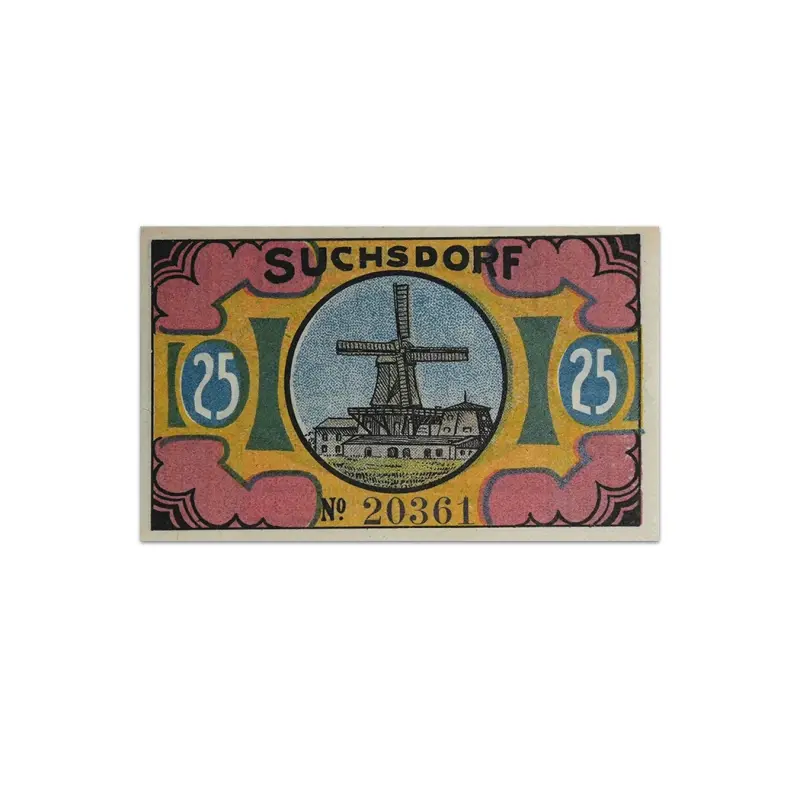 Germany 25 pfenning 1921 Suchsdorf Notgeld more than 100 years old