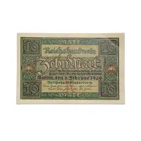 Germany 10 mark 1920 Reichbanknote More than 100 years old