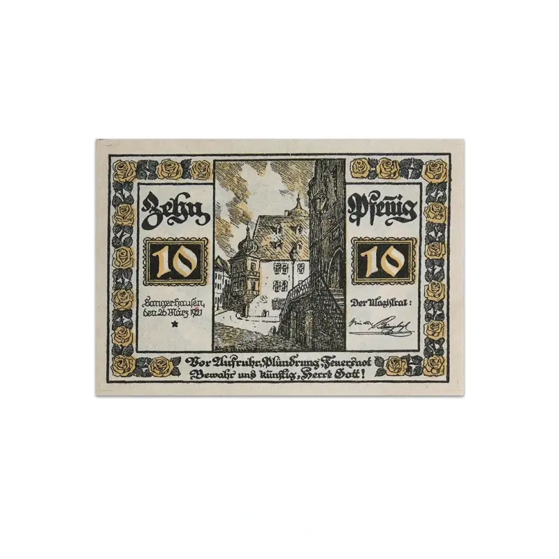 Germany 10 pfenning 1921 Sangerhausen Notgeld more than 100 years old