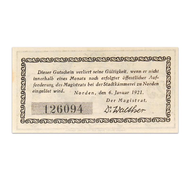 Germany 25 pfenning 1921 Notgeld - City of Norden - 100 years old