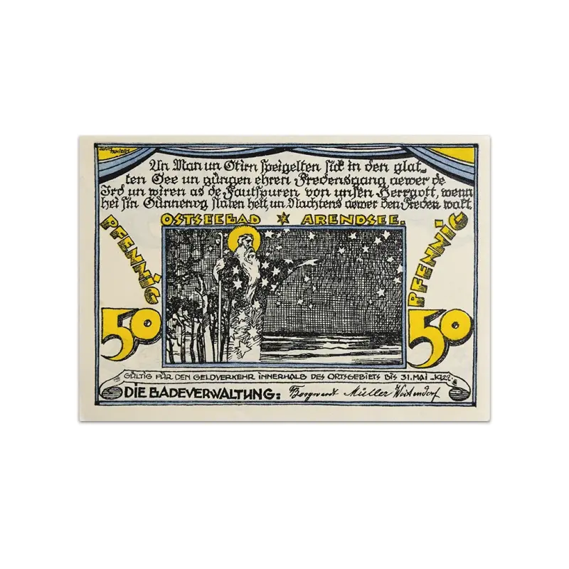 Germany 50 pfenning 1921 Federal state of Mecklenburg-Schwerin Notgeld more than 100 years old