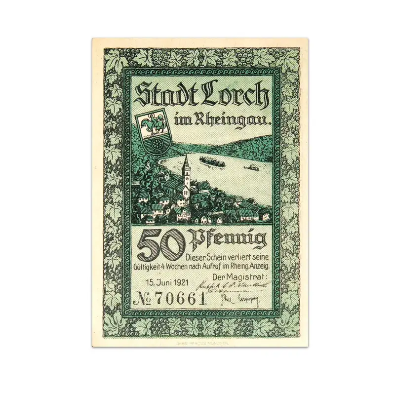 Germany 50 pfenning 1921 Notgeld - 	City of Lorch am Rhein - 100 years old