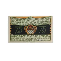 Germany 75 pfenning 1921 City of Zeulenroda Notgeld more than 100 years old