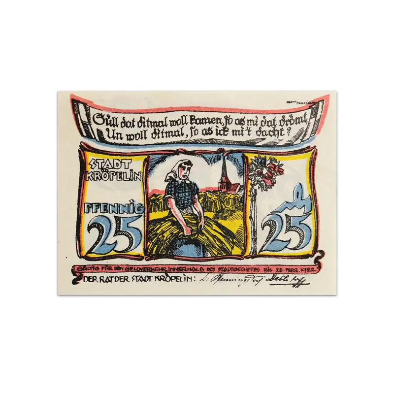 Germany 25 pfenning 1922 Kröpelin Notgeld more than 100 years old