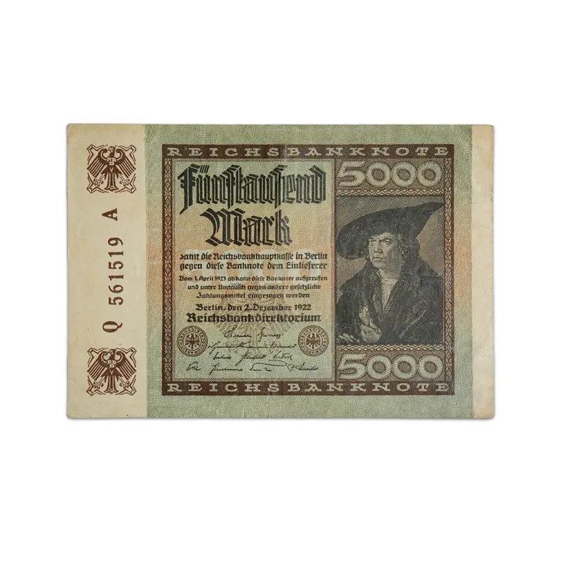 Germany 5,000 Mark Banknote 1922 - Older than 100 years Banknote