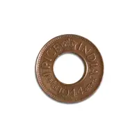 British India 1 Pice 1944 King George VI Coin Bombay Mint