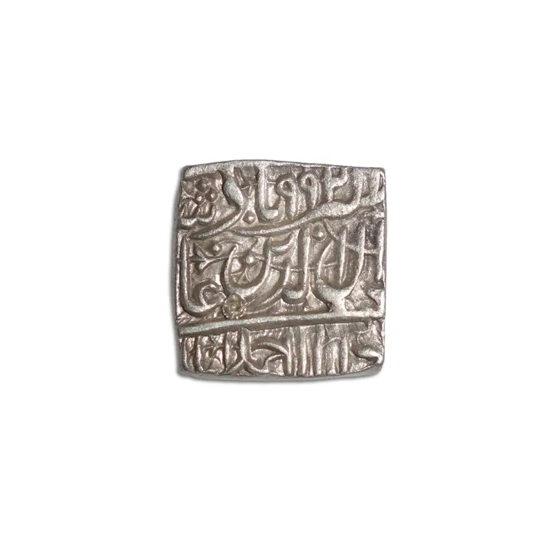 MUHAMMAD AKBAR Rare Square Rupee Silver Coin Ahmedabad Mint Year 1584
