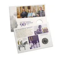 Queen Elizabeth II 90th Birthday 2016 5£ Official Royal mint BU Coin with Stamps