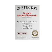 Germany Original Berlin Wall Stone 1961-1989 – With certificate