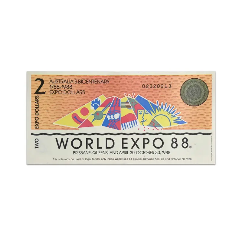 Australia World Expo 1988 2 Dollar Souvenir Note
